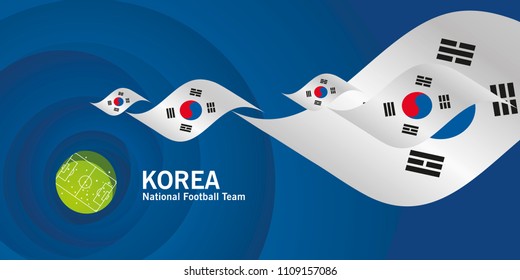 Korea Republic flag soccer football team abstact stadium background