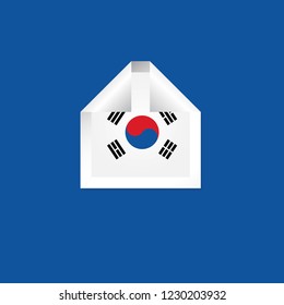 Korea Republic Label Flags Vector Template Design Illustration