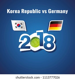 Korea Republic vs Germany flags soccer blue background