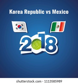 Korea Republic vs Mexico flags soccer blue background