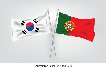 Korea Republic vs Portugal, world Football 2022, World Football Competition championship match country flags. vector illustration EPS.