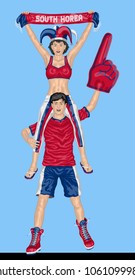 Korea Soccer Fan. All the objects are in different layers and the text types do not need any font. 