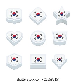 Korea South flags icons and button set nine styles