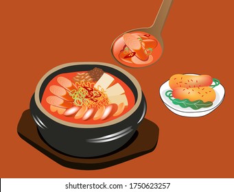 Korea Spicy Sausage Stew illustration 