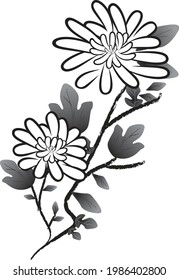 korea style flower brush drawing 