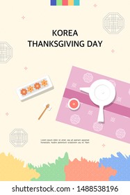 Korea Thanksgiving illustration utilizing traditional patterns
