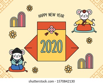 Korea tradition day ,New Year's day, character Vector illustration