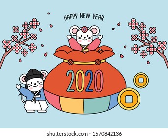 Korea tradition day ,New Year's day, character Vector illustration