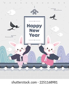 Korea tradition day ,New Year's day, character Vector illustration