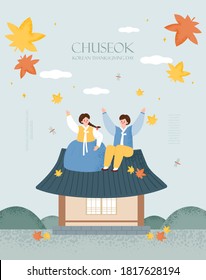 Korea tradition Vector illustration. Chuseok, Happy Korean Thanksgiving Day.