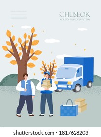 Korea tradition Vector illustration. Chuseok, Happy Korean Thanksgiving Day.