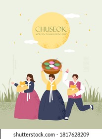 Korea tradition Vector illustration. Chuseok, Happy Korean Thanksgiving Day.
