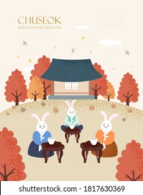 Korea tradition Vector illustration. Chuseok, Happy Korean Thanksgiving Day.