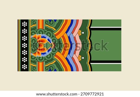 Korea Traditional Dancheong Pattern on Temple Pillar Design