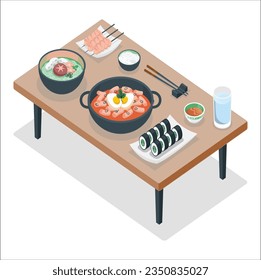 Korea traditional food. Korean traditional everyday food is served on Korean traditional table. Korean traditional food. 2323