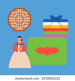 Korea traditional holiday modern gift graphic