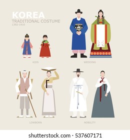 korea traditional Identity costume vector illustration flat design