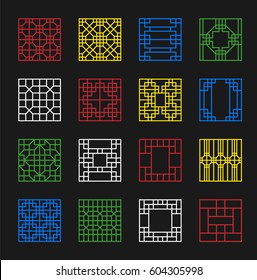 Korea traditional pattern frame line icon vector illustration flat design