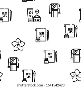 Korea Traditional Seamless Pattern Vector Thin Line. Illustrations