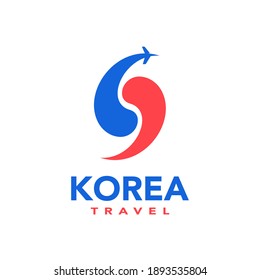 Korea Travel Logo Korean Symbol and Plane Logo