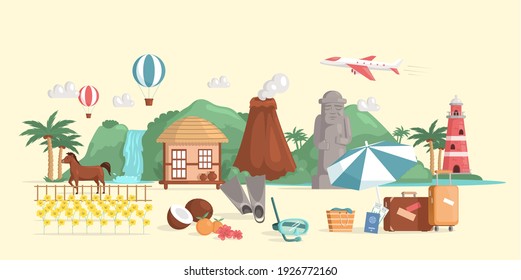 Korea travel map, lovely korea attractions and specialties for traveler. Welcome to Jeju Island, South Korea travel poster design with colorful icons of landmarks. Korean land traditional jeju-do