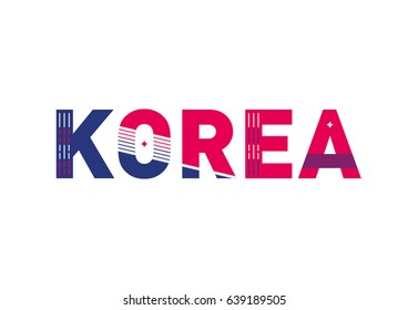 KOREA typography graphic design. Vector illustration