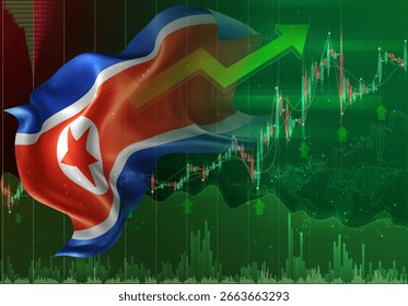 Korea, vector 3d flag financial exchange trend up