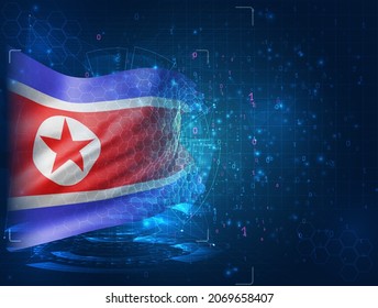 Corea, indicador vectorial 3d sobre fondo azul con interfaces de hud