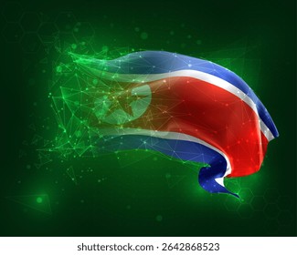 Korea, vector 3d flag on green background and numbers