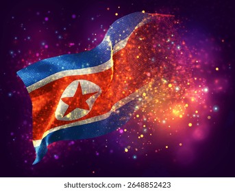 Coreia, vetor 3d bandeira com um splash de pontos de tinta, explosão de pontos coloridos