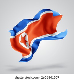 Korea, vector 3d flag with waves on a white background