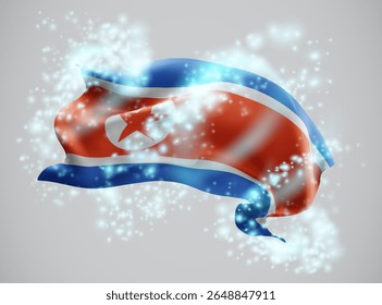Korea, vector 3d flag in whirlwind of magical radiance