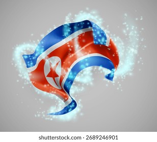 Korea, Vektor 3D-Flagge im Wirbelwind von magischer Ausstrahlung