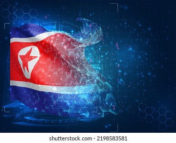 Korea,  vector flag, virtual abstract 3D object from triangular polygons on a blue background