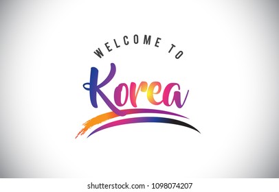 Korea Welcome To Message in Purple Vibrant Modern Colors Vector Illustration.