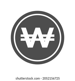 Korea Won coin solid icon. High quality and very suitable for your design, web design, mobile app design, etc. Flat design vector illustration.