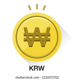Korea won KRW money. Gold coin Vector illustration image