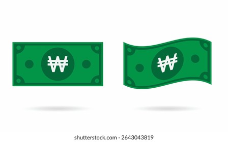 Korea Won money flat and flowing style