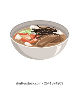 Korean acorn jelly bowl. A cold summer dish.