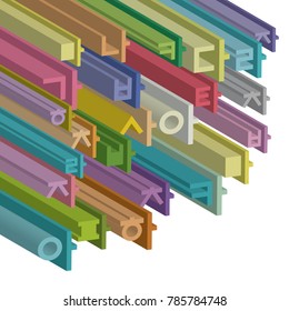 korean alphabet 3D vector design