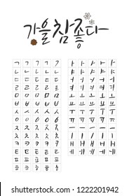  Korean Alphabet / Hangeul / Vector Handdrawn Lettering- Fall Time