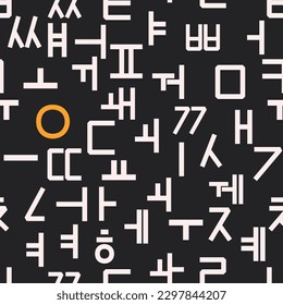 Koreanisches Alphabet Hangul nahtloses Muster. Grafikdesign für Hintergrund, Karte, Banner, Poster, Deckel, Einladung, Stoff, Kopfzeile oder Broschüre. Vektorgrafik