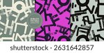 Korean alphabet Hangul seamless patterns. Set. Vector backgrounds, prints 