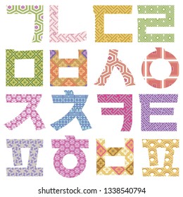 The Korean alphabet vector design source, korean traditional pattern,design source