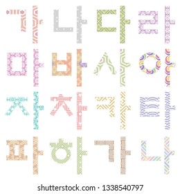 The Korean alphabet vector design source, korean traditional pattern,design source