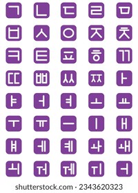 Korean alphabet, white color background