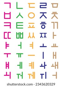 Korean alphabet, white color background