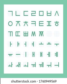 Korean Alphabets Collection Of Consonants And Vowels