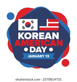 Korean American Day. Korean culture holiday in United States. Korean flag. American flag. Korean Americans. Happy celebration. Creative label. Poster art. Vector illustration