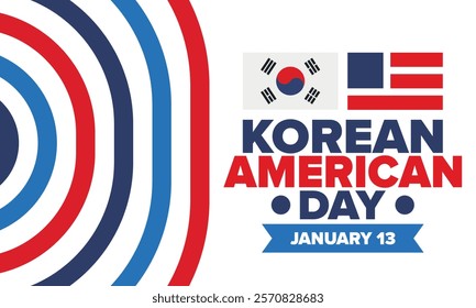 Korean American Day. Korean culture holiday in United States. Korean flag. American flag. Korean Americans. Happy celebration. Creative label. Poster art. Vector illustration